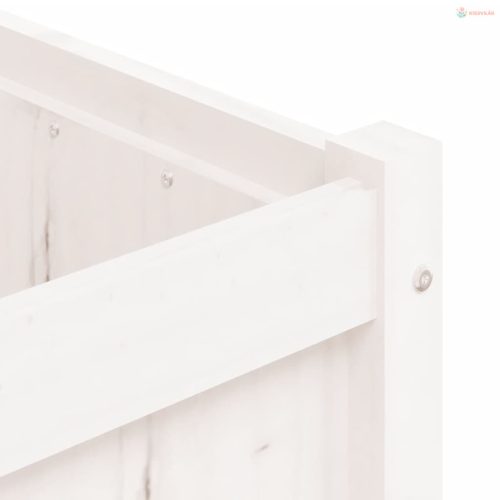 Fehér tömör fenyőfa kerti virágláda 150x50x50 cm