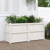 Fehér tömör fenyőfa kerti virágláda 150x50x70 cm