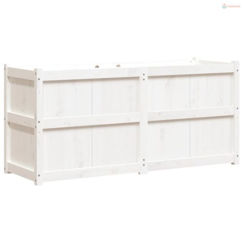 Fehér tömör fenyőfa kerti virágláda 150x50x70 cm