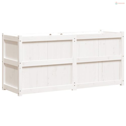 Fehér tömör fenyőfa kerti virágláda 150x50x70 cm