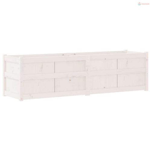 Fehér tömör fenyőfa kerti virágláda 180x50x50 cm