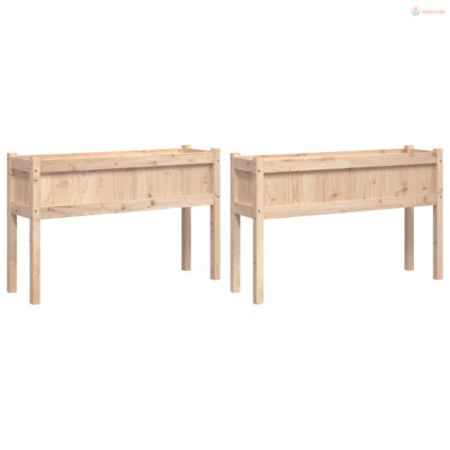 2 db tömör fenyőfa virágláda lábakkal