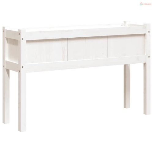 2 db fehér tömör fenyő kerti virágláda lábakkal