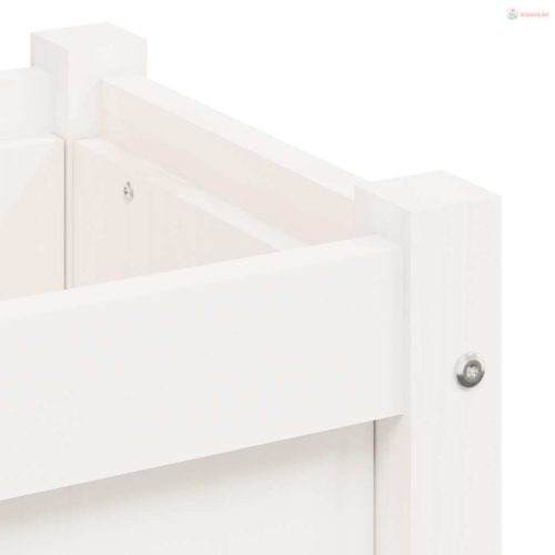 2 db fehér tömör fenyő kerti virágláda lábakkal