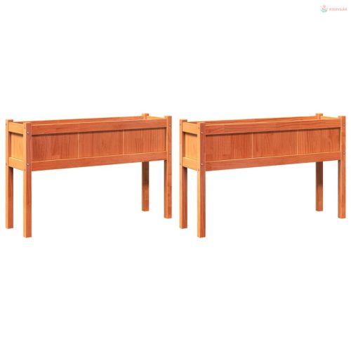 2 db viaszbarna tömör fenyő kerti virágláda lábakkal