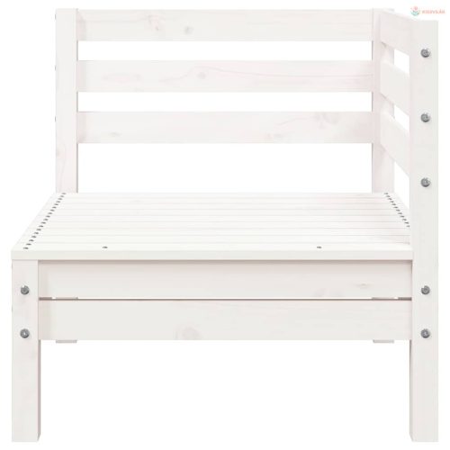 3 személyes fehér tömör fenyőfa kerti kanapé lábtartóval