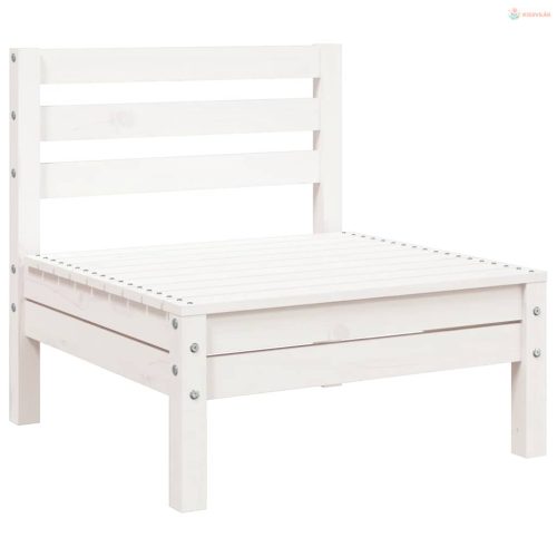 3 személyes fehér tömör fenyőfa kerti kanapé lábtartóval