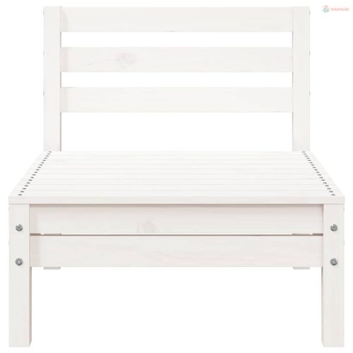 3 személyes fehér tömör fenyőfa kerti kanapé lábtartóval