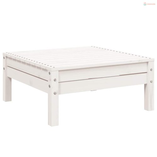 3 személyes fehér tömör fenyőfa kerti kanapé lábtartóval