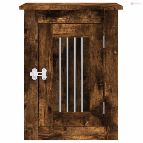 Füstös tölgy színű szerelt fa kutyaketrec 45 x 62 x 59 cm