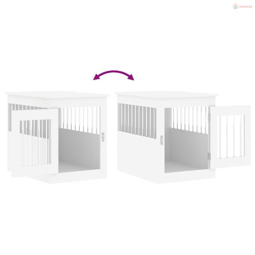 Fehér szerelt fa kutyaketrec 55 x 75 x 65 cm