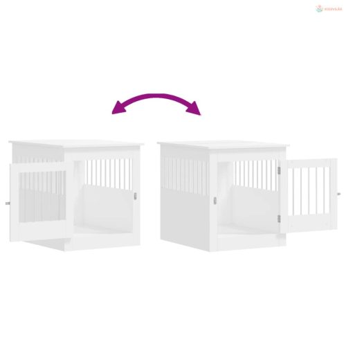 Fehér szerelt fa kutyaketrec 64,5 x 80 x 71 cm