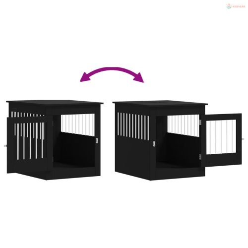 Fekete szerelt fa kutyaketrec 64,5 x 80 x 71 cm