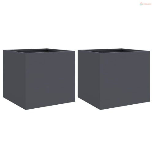 2 db antracitszürke acél növénytartó 32 x 30 x 29 cm