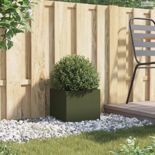 Olívazöld acél növénytartó 32 x 30 x 29 cm