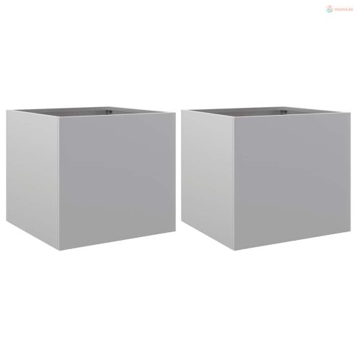 2 db ezüstszínű horganyzott acél növénytartó 42 x 40 x 39 cm