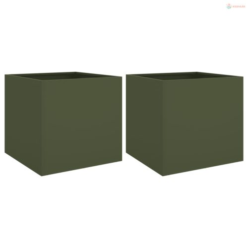 2 db olívazöld acél növénytartó 42 x 40 x 39 cm