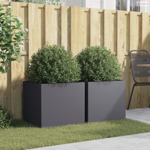 2 db antracitszürke acél növénytartó 49 x 47 x 46 cm