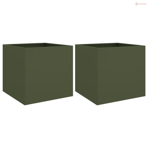 2 db olívazöld acél növénytartó 49 x 47 x 46 cm