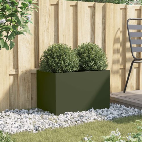 Olívazöld acél növénytartó 62 x 40 x 39 cm