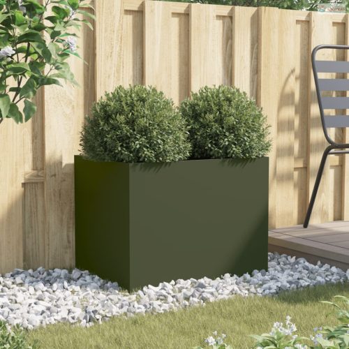 Olívazöld acél növénytartó 62 x 47 x 46 cm