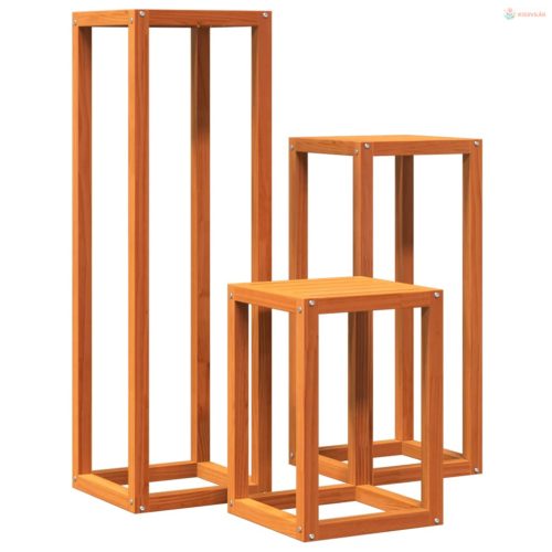 3 db viaszbarna tömör fenyőfa növényállvány