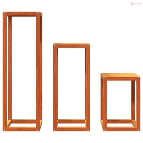 3 db viaszbarna tömör fenyőfa növényállvány