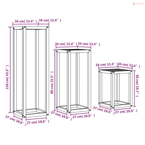 3 db viaszbarna tömör fenyőfa növényállvány