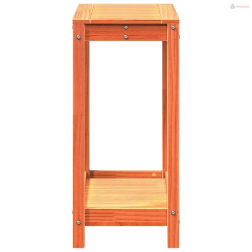 Viaszbarna tömör fenyőfa ültetőasztal polccal 82,5 x 35 x 75 cm