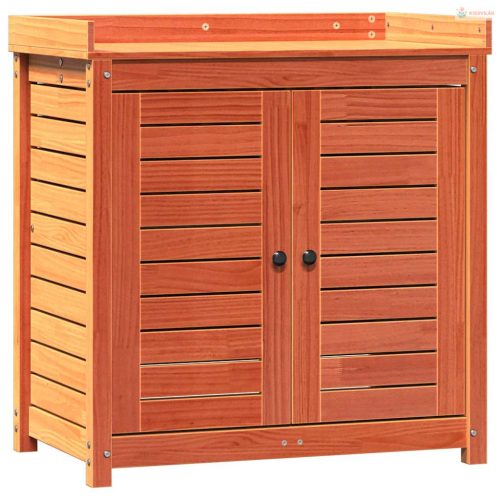 Barna tömör fenyőfa ültetőasztal polcokkal 82,5 x 50 x 86,5 cm