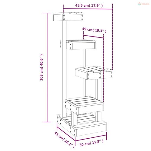 Viaszbarna tömör fenyőfa macskabútor 45,5 x 49 x 103 cm