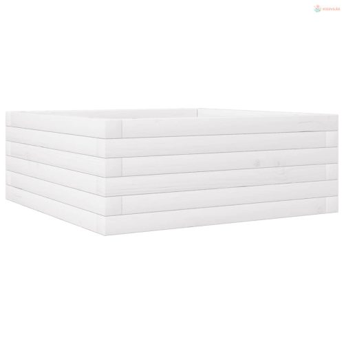 Fehér tömör fenyőfa kerti virágláda 60 x 60 x 23 cm