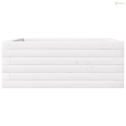 Fehér tömör fenyőfa kerti virágláda 60 x 60 x 23 cm