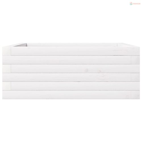 Fehér tömör fenyőfa kerti virágláda 60 x 60 x 23 cm