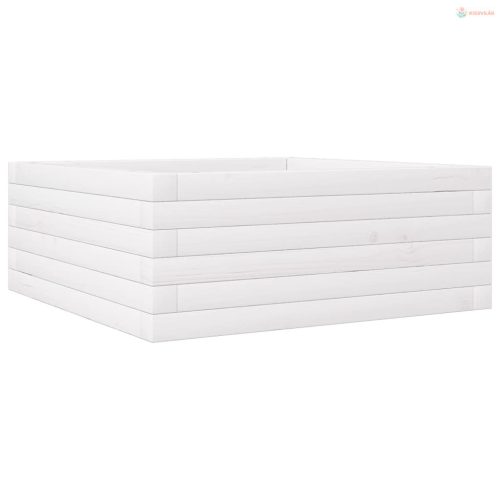 Fehér tömör fenyőfa kerti virágláda 60 x 60 x 23 cm