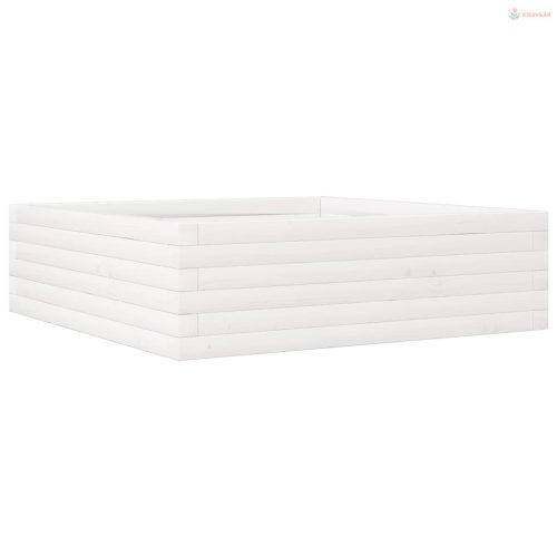 Fehér tömör fenyőfa kerti virágláda 80x80x23 cm