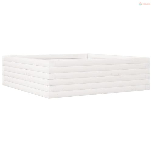 Fehér tömör fenyőfa kerti virágláda 80x80x23 cm