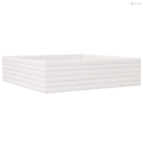 Fehér tömör fenyőfa kerti virágláda 90 x 90 x 23 cm