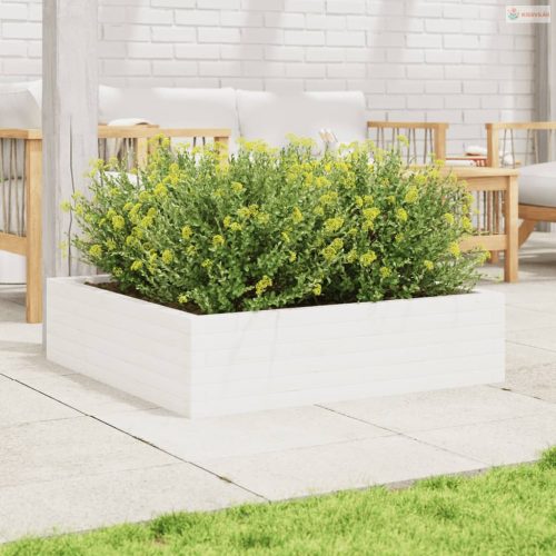 Fehér tömör fenyőfa kerti virágláda 90 x 90 x 23 cm