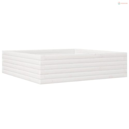 Fehér tömör fenyőfa kerti virágláda 90 x 90 x 23 cm