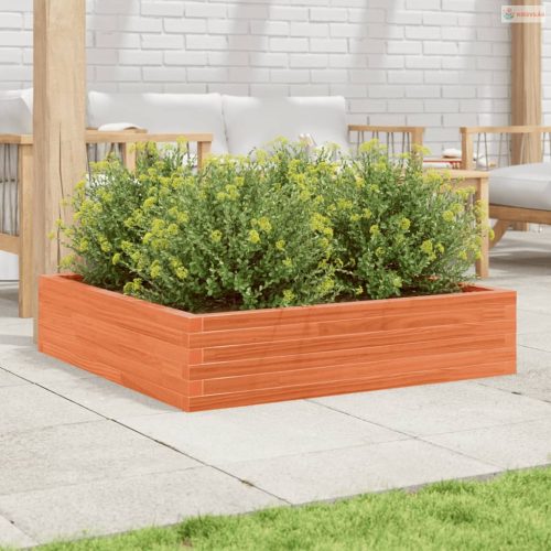 Viaszbarna tömör fenyőfa kerti virágláda 100 x 100 x 23 cm