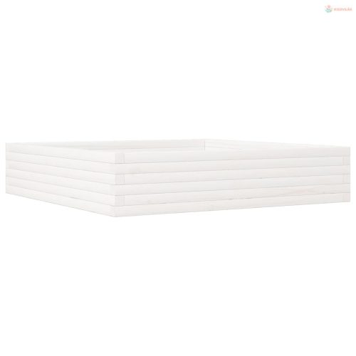 Fehér tömör fenyőfa kerti virágtartó 110x110x23 cm