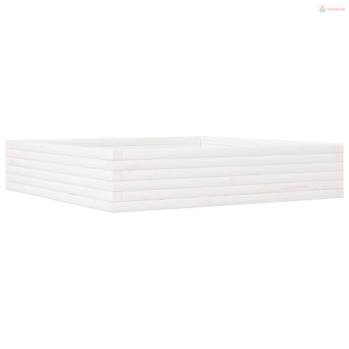 Fehér tömör fenyőfa kerti virágtartó 110x110x23 cm