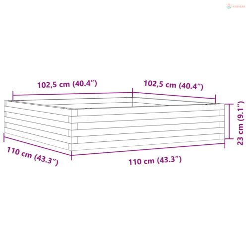 Viaszbarna tömör fenyőfa kerti virágláda 110x110x23 cm