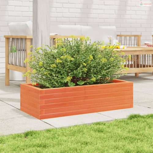 Viaszbarna tömör fenyőfa kerti virágláda 90 x 40 x 23 cm