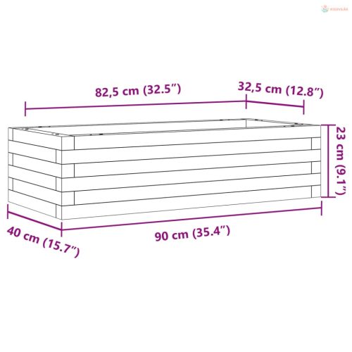 Viaszbarna tömör fenyőfa kerti virágláda 90 x 40 x 23 cm