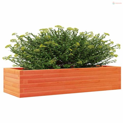 Viaszbarna tömör fenyőfa kerti virágláda 110x40x23 cm