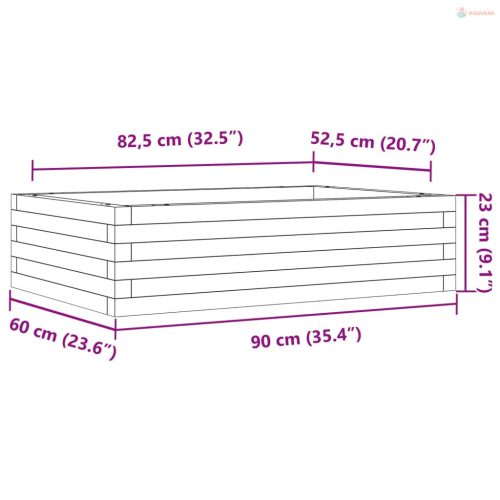 Tömör fenyő kerti virágláda 90 x 60 x 23 cm