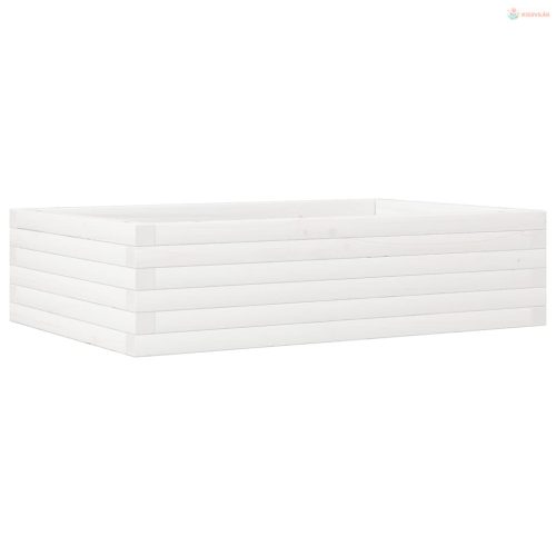 Fehér tömör fenyőfa kerti virágláda 90x60x23 cm