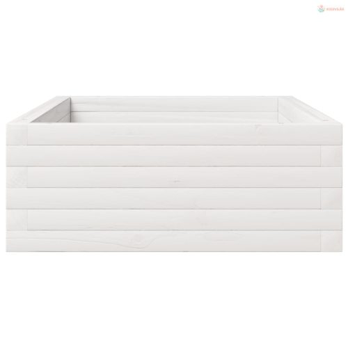 Fehér tömör fenyőfa kerti virágláda 110x60x23 cm